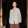 25 new original cotton and linen women's clothing, retro Chinese style, button-up color contrast and thread cardigan for women details Picture